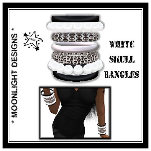 *MD* White Skull Bangles