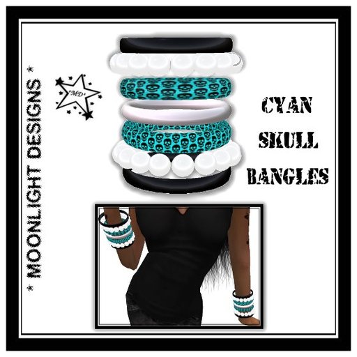 *MD* Cyan Skull Bangles