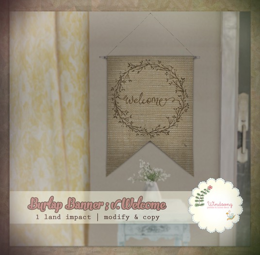 *windsong. { burlap banner :  welcome }