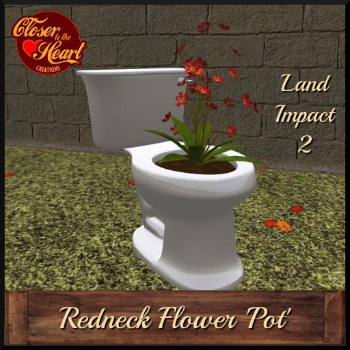 Redneck Flower Pot-Red Flowers***