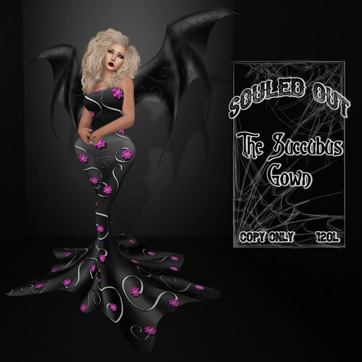 Souled Out Succubus Gown Shimmering Pink Roses