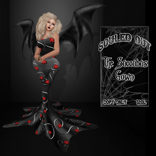 Souled Out Succubus Gown Shimmering Red Roses