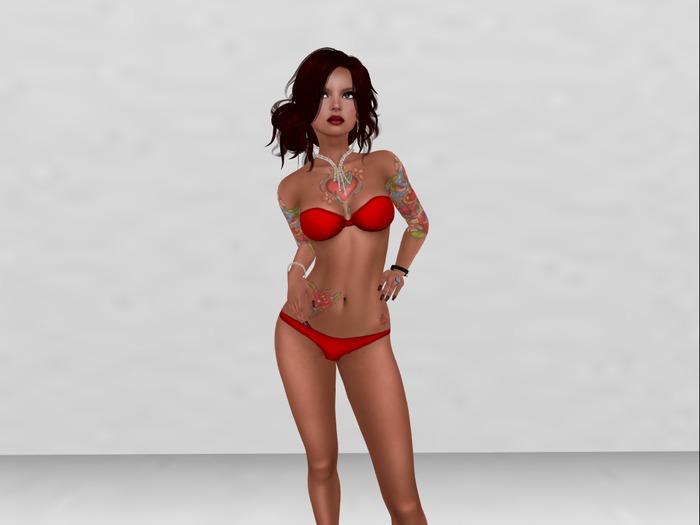 Red bra and panties Maitreya Applier