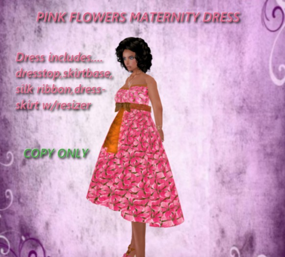 Pink Flowers Maternity Dress