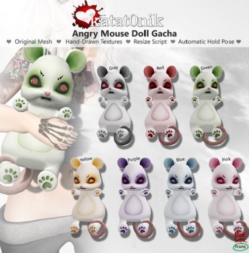 Second Life Marketplace - (wear) *katat0nik* (gray) Angry Mouse Doll