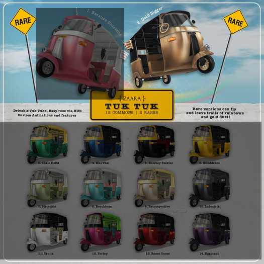 Zaara : 2 Tuk Tuk Rezzer HUD (WEAR ME) *Gold Digger* RARE