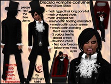Dracula mesh rigged costume vampire black, hair rigged, teeths, coffin , stylish gentleman