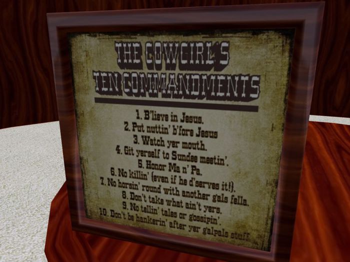 TM Cowboy Commandments Photo Frame
