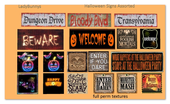 Halloween Sign Textures Assorted {Full Perm Textures}
