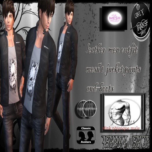leather  men outfit mesh 1  jacket pants and  boots