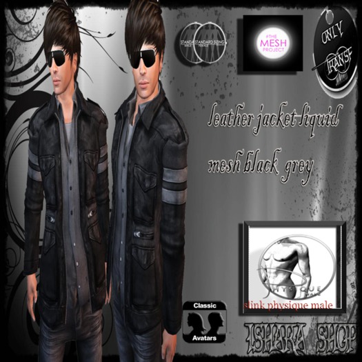 leather jacket liquid mesh black  grey