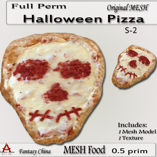 Fantasy China Mesh Halloween Pizza s-2  0.5 prim full perm