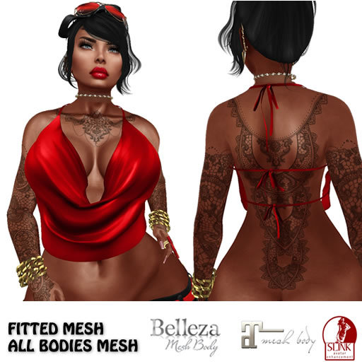 TLC -  NECK HALTER CROP TOP  RED