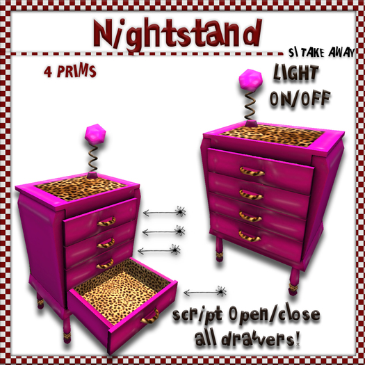::SLTA:: NIGHTSTAND Pink&Leather+Light