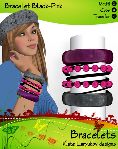[K's K] Bracelet Black-Pink