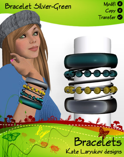 [K's K] Bracelet Silver-Green