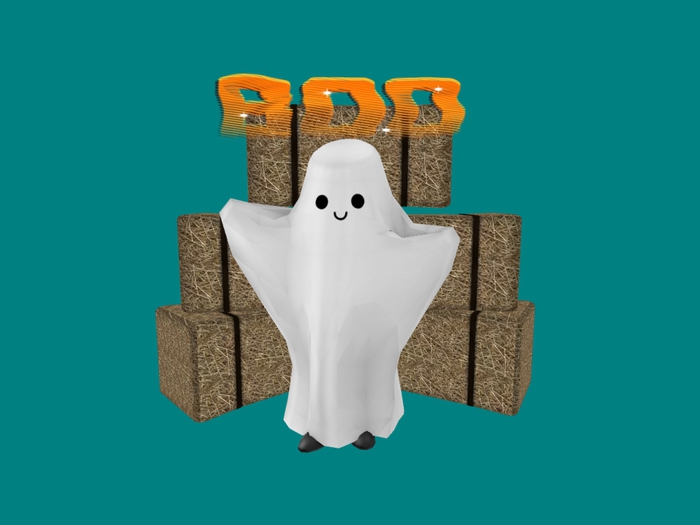 Halloween Ghost Haybail with Boo Sign