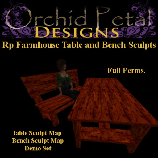 -OPD- Rp Farmhouse Table-Bench Sculpts