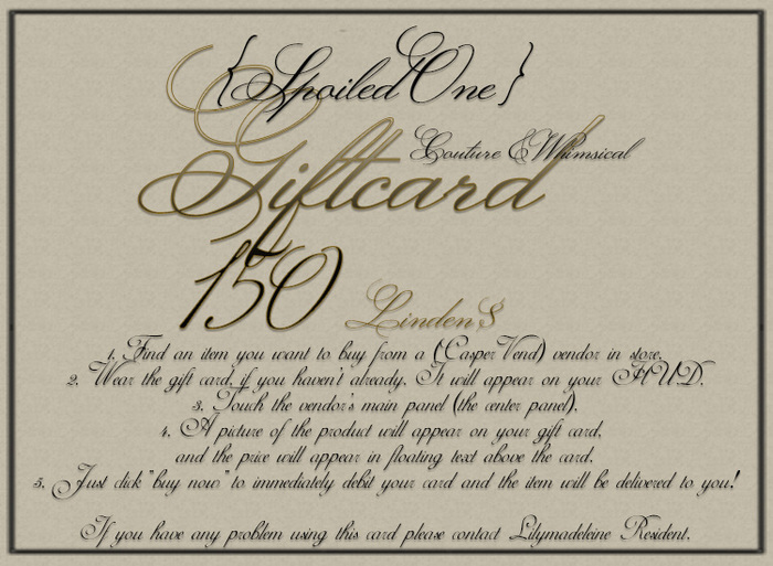 {Spoiled One} 150L Gift Card (Add)