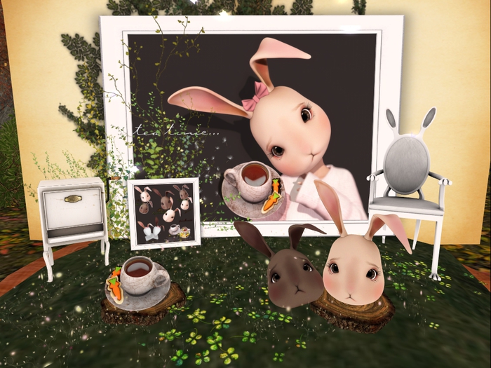 Pink Acid - Bunny Tea Time - Cracked Porcelain Tea & Cookies