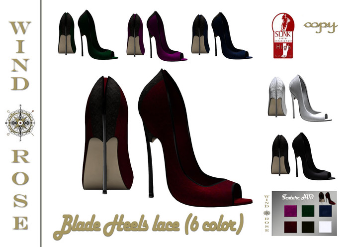 *WR* Blade Heels lace 6 color [For Slink High Feet]