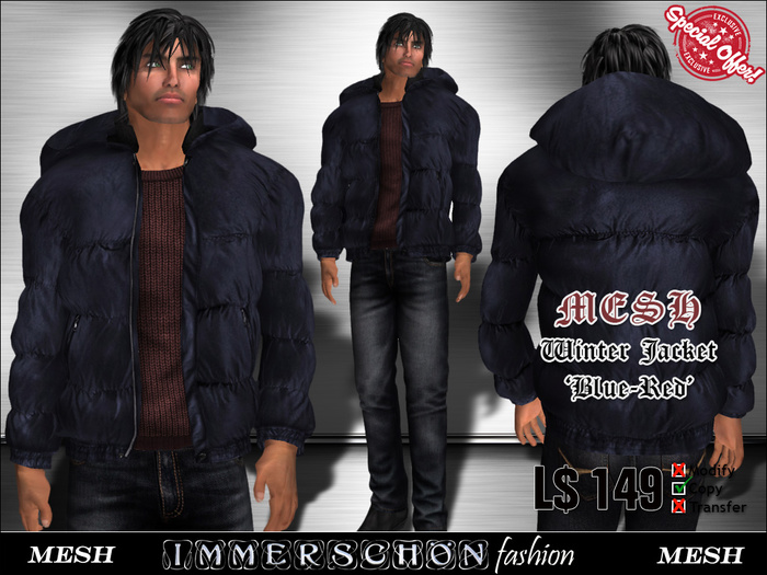 Immerschoen Man - Mesh Winter Jacket With Shirt Blue-Red DEMO