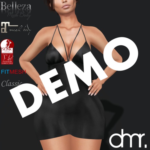[DR]Fashion Dress glued Black DEMO  X ::Mesh::
