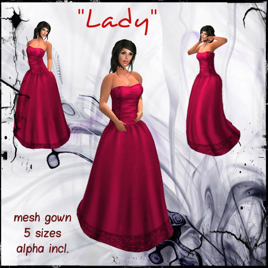 "Lady" mesh formal dress magenta