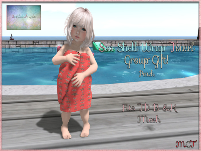 [S][A] Sea Shell Wrap Towel - Peach Group Gift
