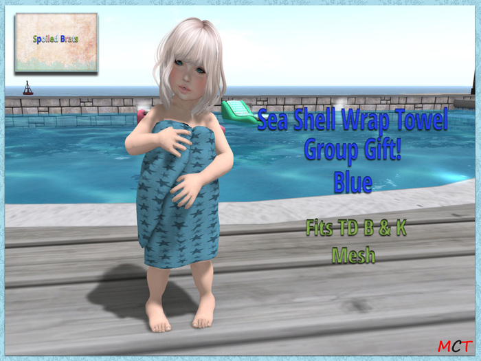 [S][B] Sea Shell Wrap Towel - Blue