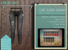 Addams - Lixie Ripped Mesh Jeans -Maitreya,Freya,Venus,Isis,Physique.Jeans- Grey