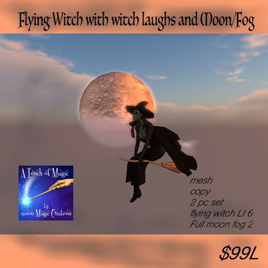 Flying Witch with Full Moon/Fog (crate)