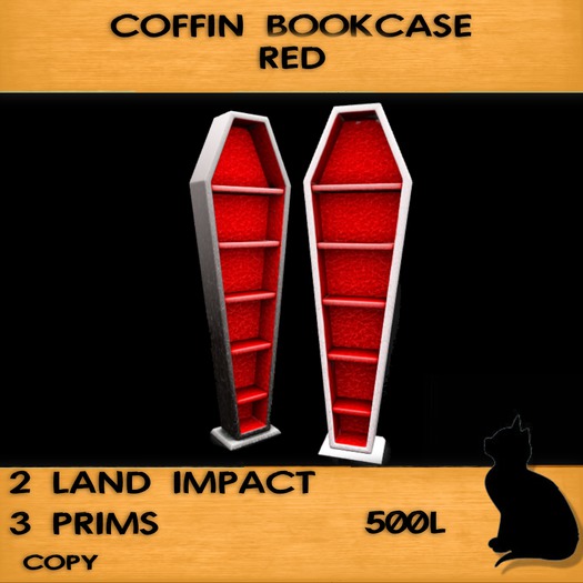 COFFIN BOOKCASE IN RED (boxed)