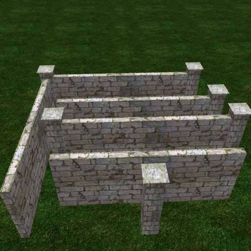 Old brick Outdoor Wall w/ Posts