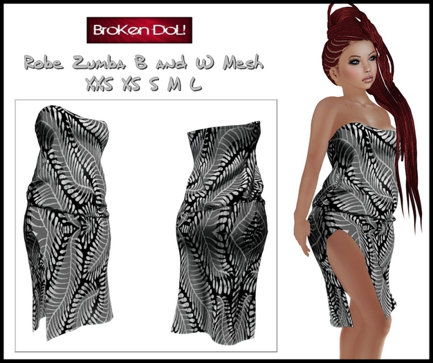 *~BroKenDoLl~* Robe Zumba Monochrome B&W Box