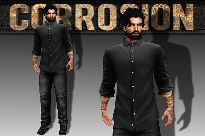 [Corrosion] Ken Dress Shirt/Tie - black/bk - Boxed (Final)
