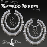 Platinum Double Bamboo Earring Hoops-w/Bling