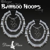 Silver Double Bamboo Earring Hoops-w/Bling