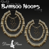 Gold Double Bamboo Earring Hoops with Bling