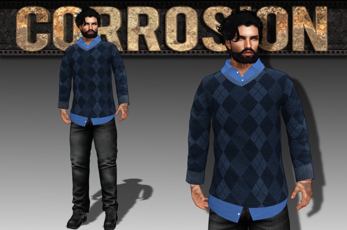 [Corrosion] Ken Dress Shirt/Tie - black/bk - Boxed (Final)