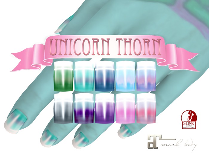 Unicorn Thorn Fantasy Natural Nail HUD - Slink and Maitreya Box