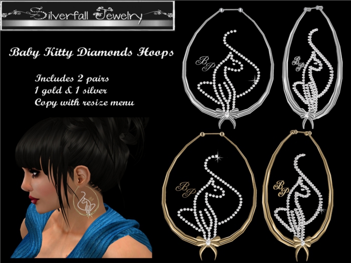Baby Kitty Diamonds Hoops