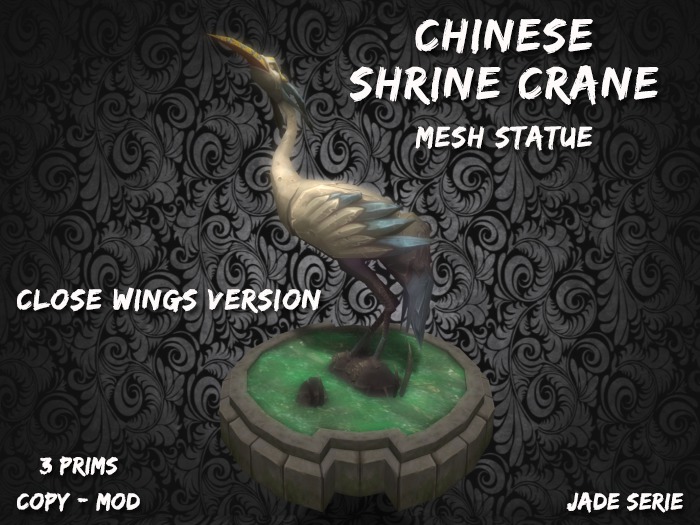 Shrine Crane Statue (Close Wings) [Jade Serie]