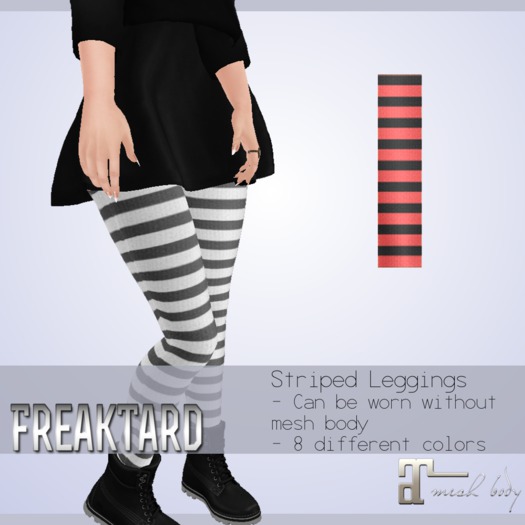 FreakTard- Striped Leggings - Red