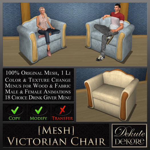 1 Prim [Mesh] Victorian Chair