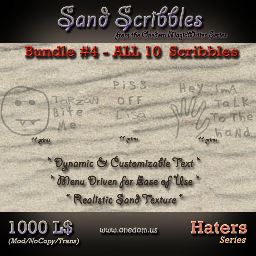 Second Life Marketplace - [ONEDOM] Scribbles - Haters Series Pack- Sand ...