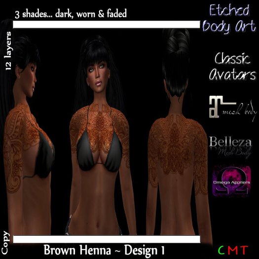 Etched Brown Henna Design One