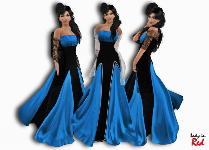 Lady in Red - Katalina (blue) - Gown Dress with Shawl