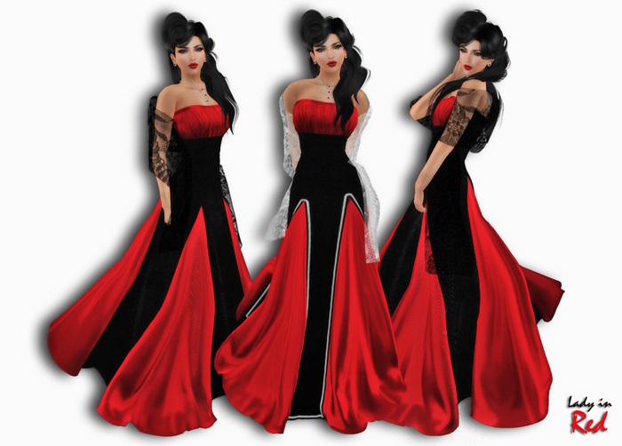 Lady in Red - Katalina (red) - Gown Dress with Shawl