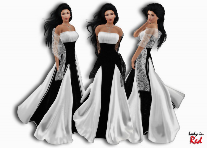 Lady in Red - Katalina (white) - Gown Dress with Shawl